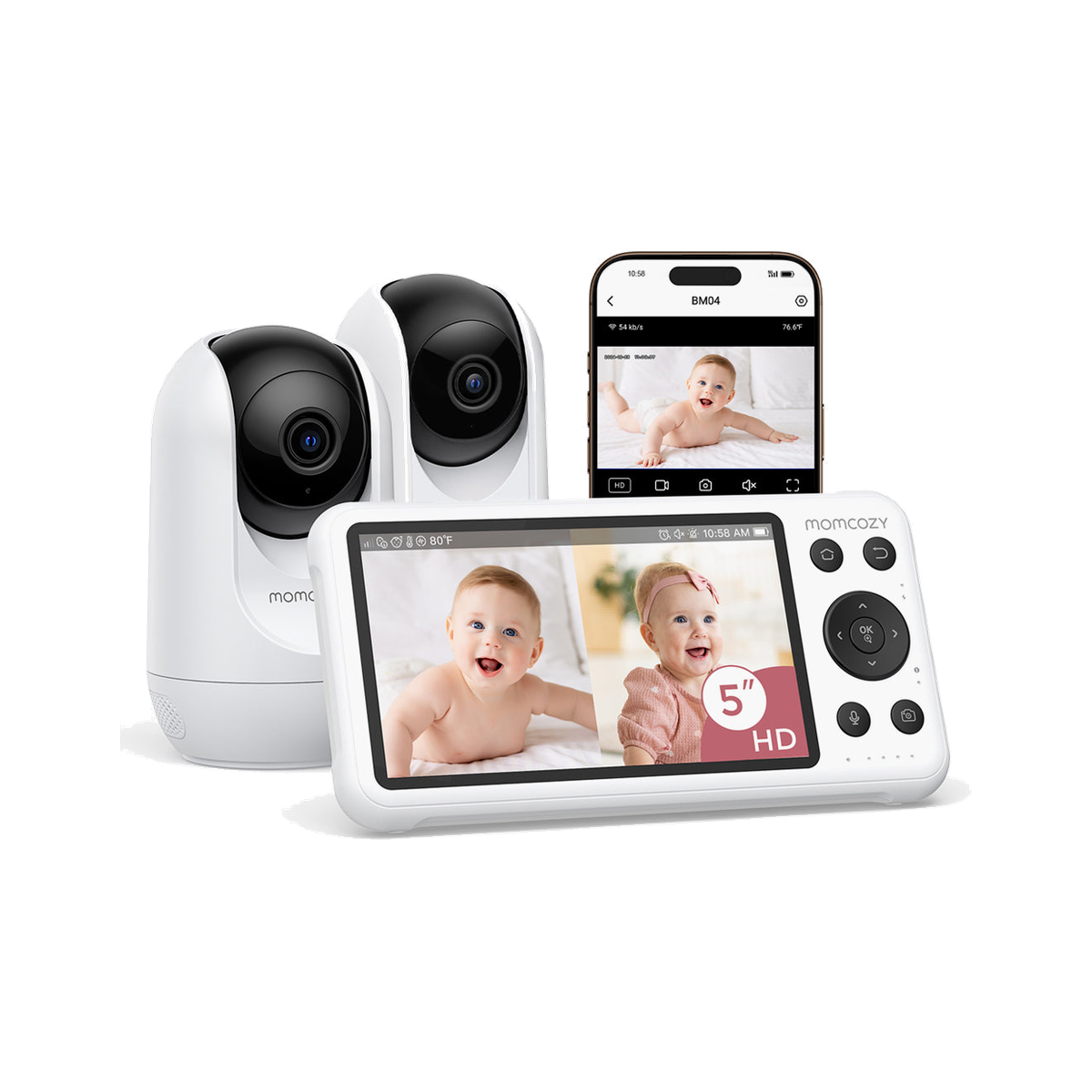 Momcozy BM04 smart baby monitor with two cameras